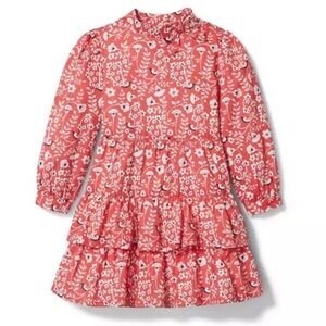 Janie and Jack Tiered Ruffle Hem Red Floral Dress Size 5